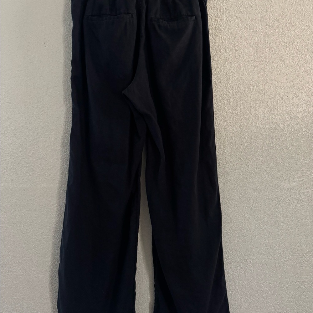 Athleta Pants 12P Cabo Wide-Leg High Rise Joggers Black Linen - Picture 8 of 12